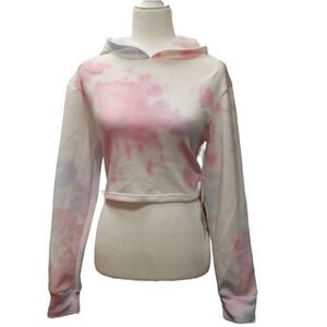 Roma Concept by Rosee YMMMY Crop Open Back Hoodie Pink Blue White Tie Dye SZ L